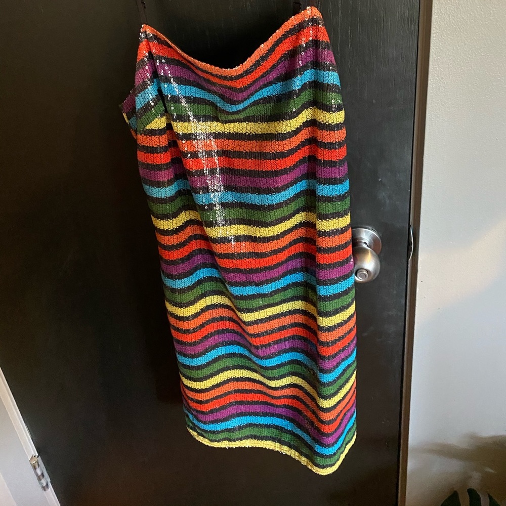 Rainbow sequin striped dress